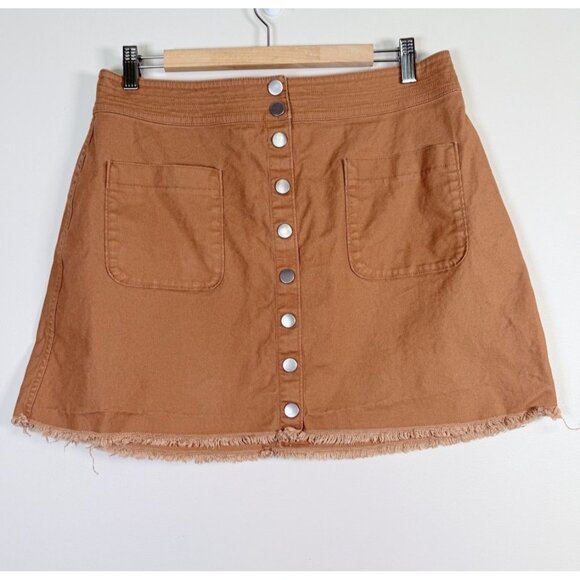 Madewell High Waist Snap Mini Skirt in Rust Brown Womens Size 12 Preppy Y2K - Picture 1 of 7